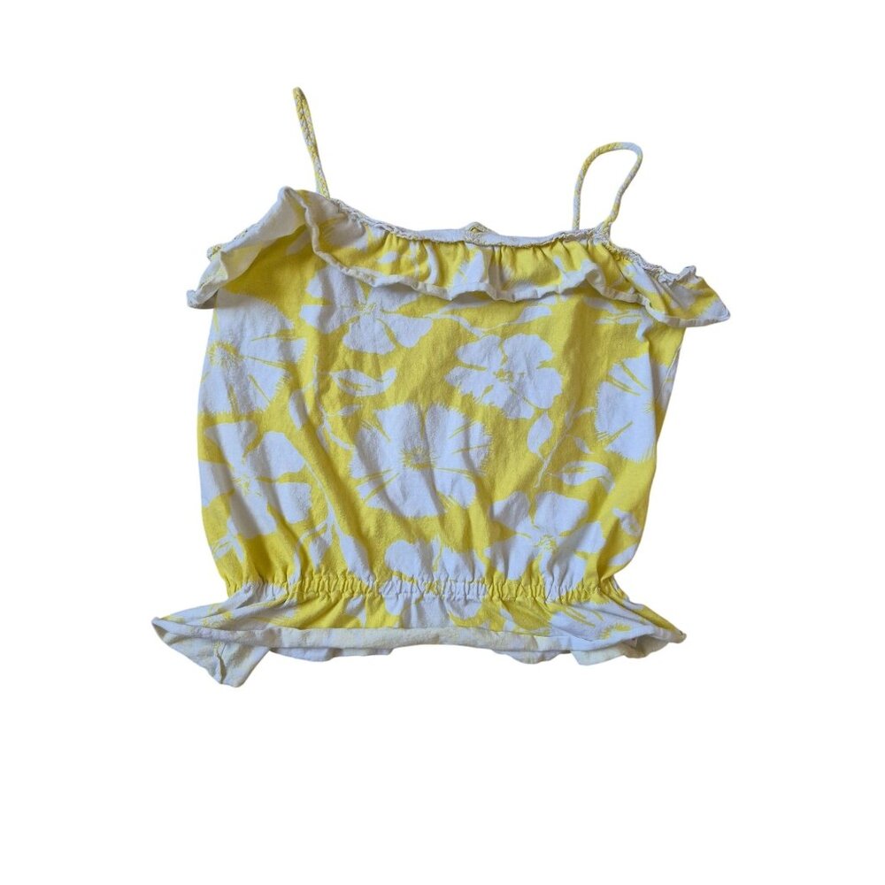 Willow Blossom Women's Juniors Size L Yellow Cropped Cami Blouse Vacay‎ Summer